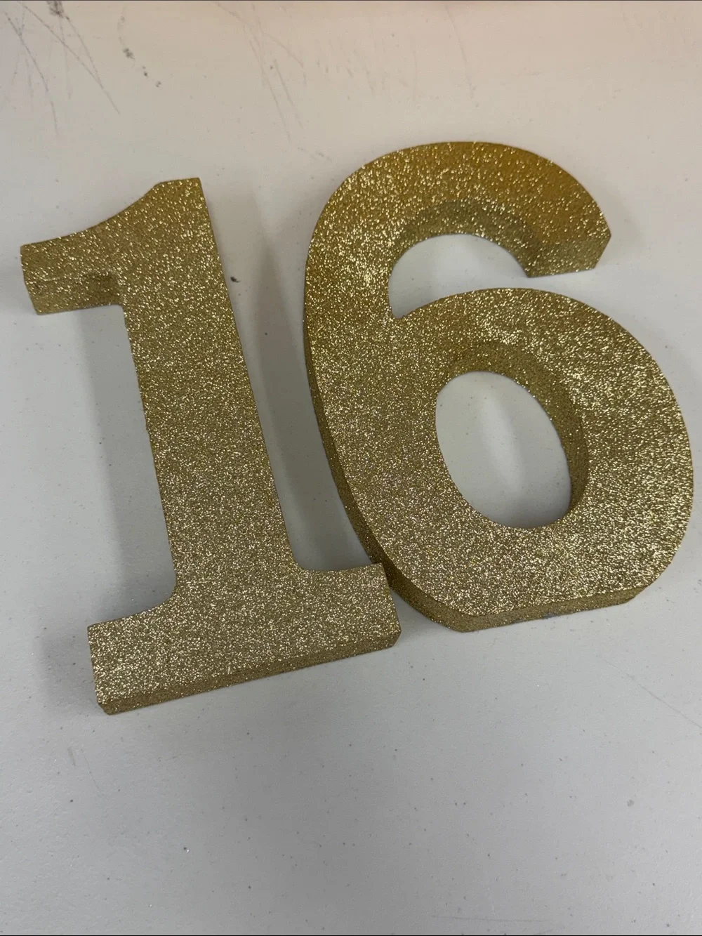 Gold Glitter Number 16 Table Decor Party Accent wood decor for hanging standing